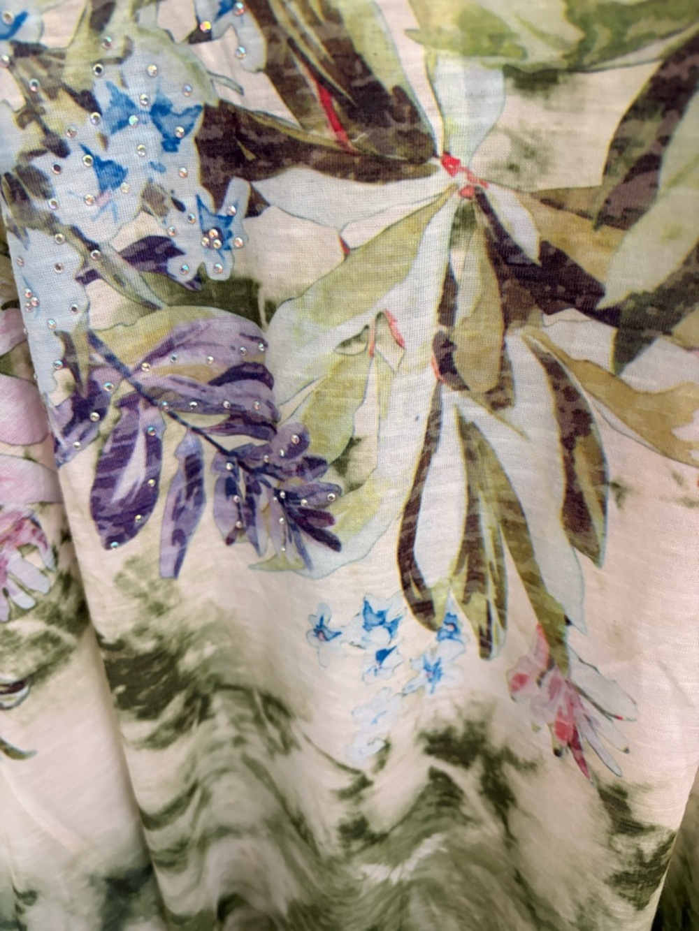 NWT Time & Tru Floral Tie-Dye Tank Top XL(16-18) Green/Multicolor Shark-bite Hem